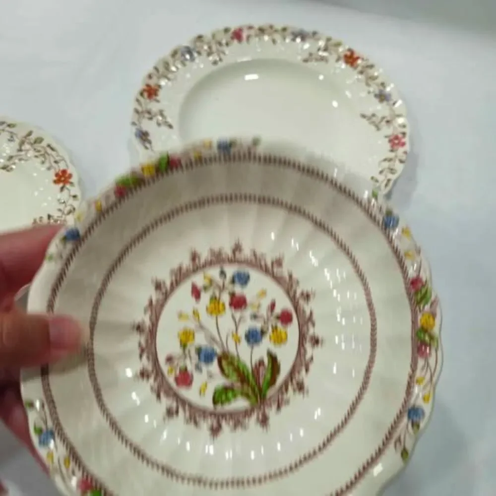 Copeland Spode Wicker Dale Cowslip Dishes Set